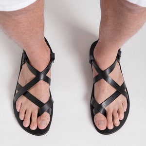 MENS LEATHER SANDALS, strappy summer shoes men &quot;Zeus&quot;