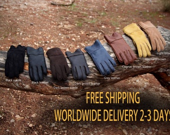 Sheepskin fur gloves in many colors for men/women