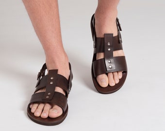 MENS LEATHER SANDALS slingback sandals summer shoes men "Atlas"
