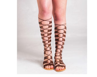 GLADIATOR SANDALS dark brown leather "Dimitra"