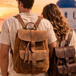 Brown Leather Backpack Full Grain Rucksack, Fits 17" Laptop