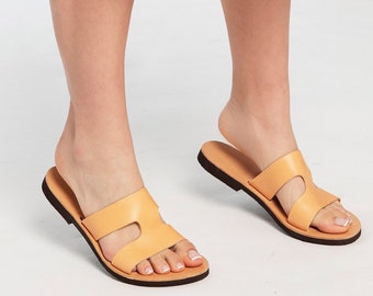 DIAPOSITIVAS DE PIEL MUJER sandalias hechas a mano verano 22 en 6 colores "Iris"