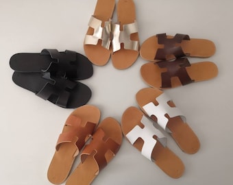 leather womens slides