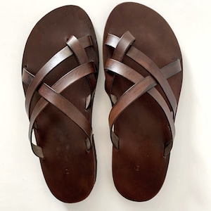 MENS LEATHER SANDALS, strappy summer shoes men Pyrros image 1