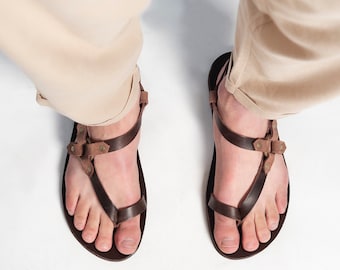 MENS SANDALS LEATHER chaussures pour hommes sandales d’été faites à la main en Grèce en cuir véritable « Alexander »