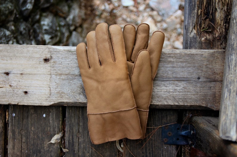 GANTS EN CUIR GANTS D'HIVER EN PEAU DE MOUTON EN CUIR MARRON image 5