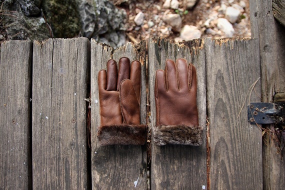 GUANTES DE CUERO MUJER guantes de lana de piel de oveja marrón guantes de nieve  guantes de piel de oveja guantes de piel de cordero -  México