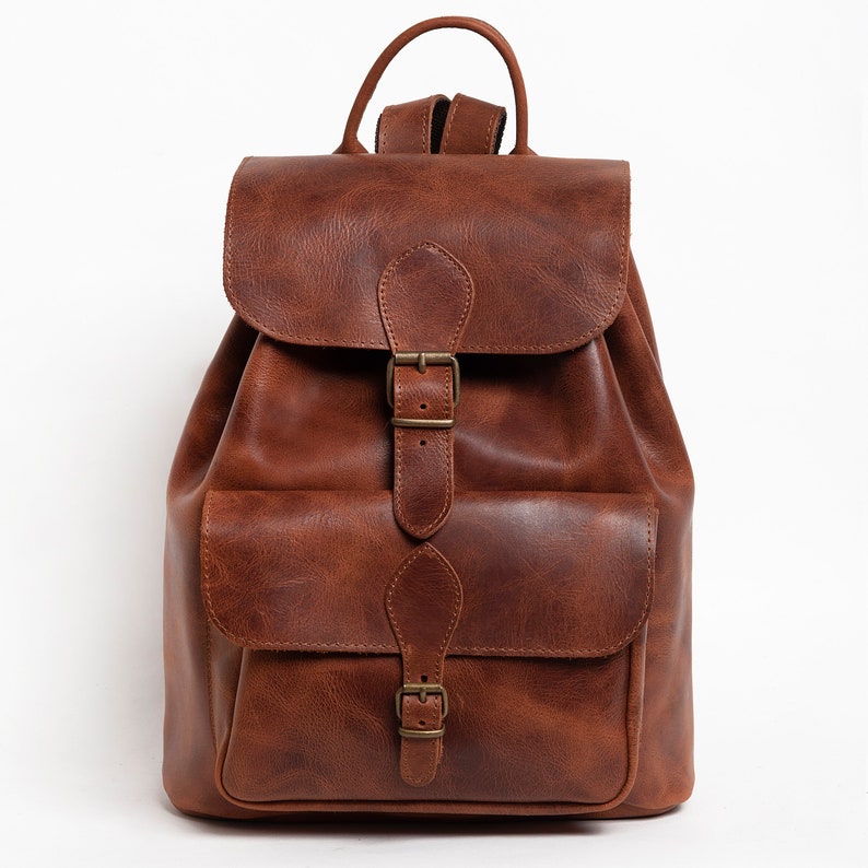LEATHER BACKPACK ,brown leather bag, full grain leather, men women rucksack in 3 sizes/ 5 colors image 8