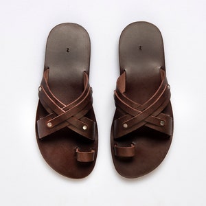 MENS LEATHER FLIP Flops Dark Brown Mens Sandals Handmade - Etsy