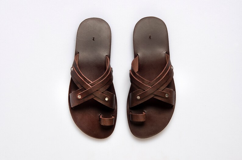 MENS LEATHER FLIP Flops Dark Brown Mens Sandals Handmade - Etsy