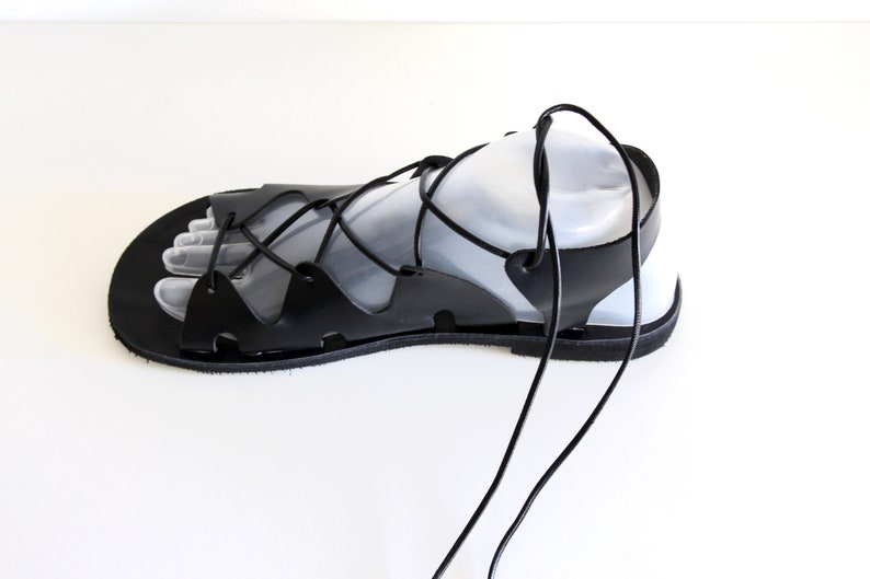 KYMA GLADIATOR SANDALS leather black sandals tie up sandals knee high