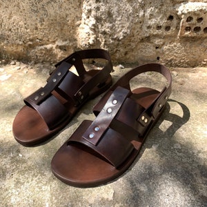 MENS LEATHER SANDALS slingback sandals summer shoes men "Atlas" image 7