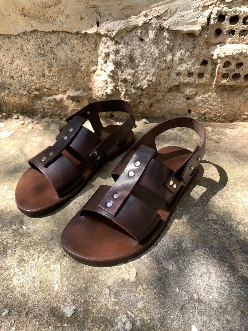 MENS LEATHER SANDALS slingback sandals summer shoes men "Atlas" image 7