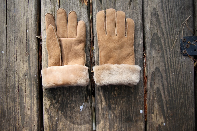 GANTS EN CUIR GANTS D'HIVER EN PEAU DE MOUTON EN CUIR MARRON image 3