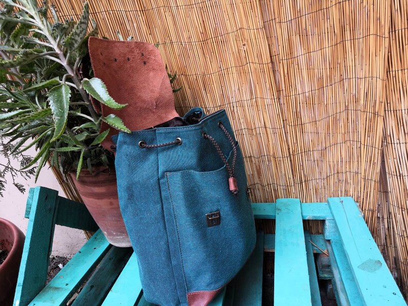CHRISTMAS OFFER Canvas backpack with genuine leather details leather straps shoulder canvas bag in many colours.