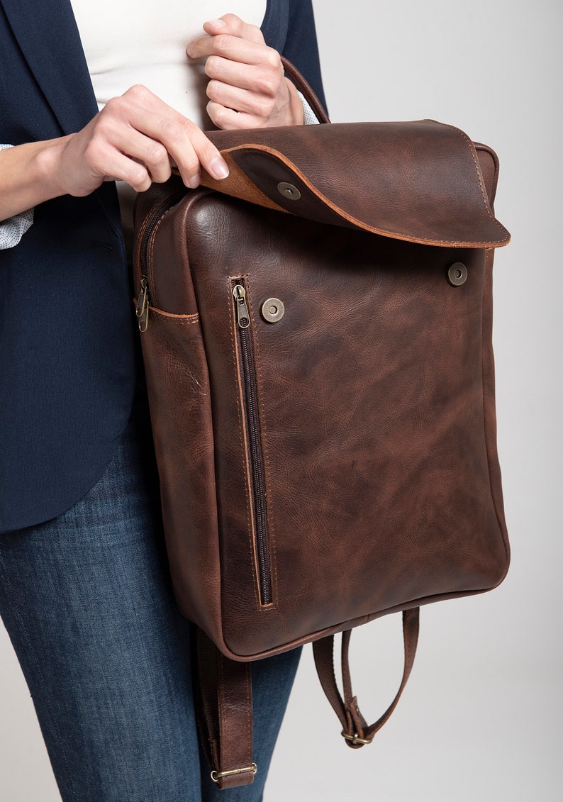 BROWN LEATHER BACKPACK Mens Leather Rucksack 15laptop Etsy