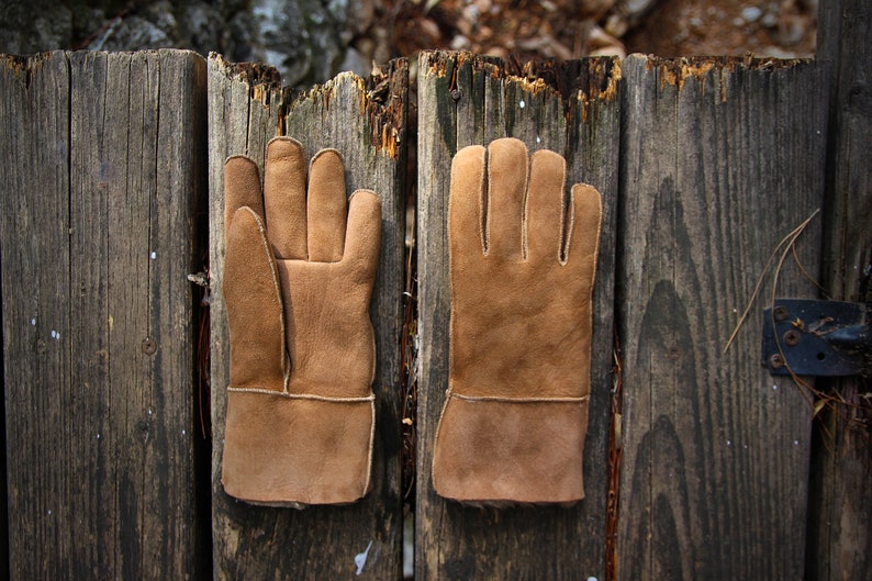 GANTS EN CUIR GANTS D'HIVER EN PEAU DE MOUTON EN CUIR MARRON image 1