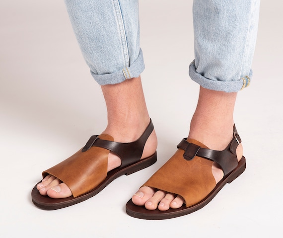 Comfortable and Light Weight Genuine Leather Brown Flip-Flops Buckle  Slippers and Sandals For Men, Leather