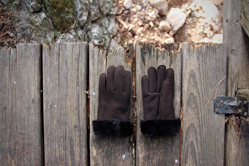 GANTS EN CUIR GANTS D'HIVER EN PEAU DE MOUTON EN CUIR MARRON image 7