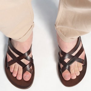 MENS LEATHER SANDALS, strappy summer shoes men Pyrros image 2