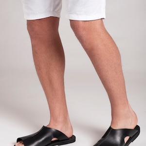 BROWN SLIDES MEN, genuine leather summer shoes men "Homeros" image 4