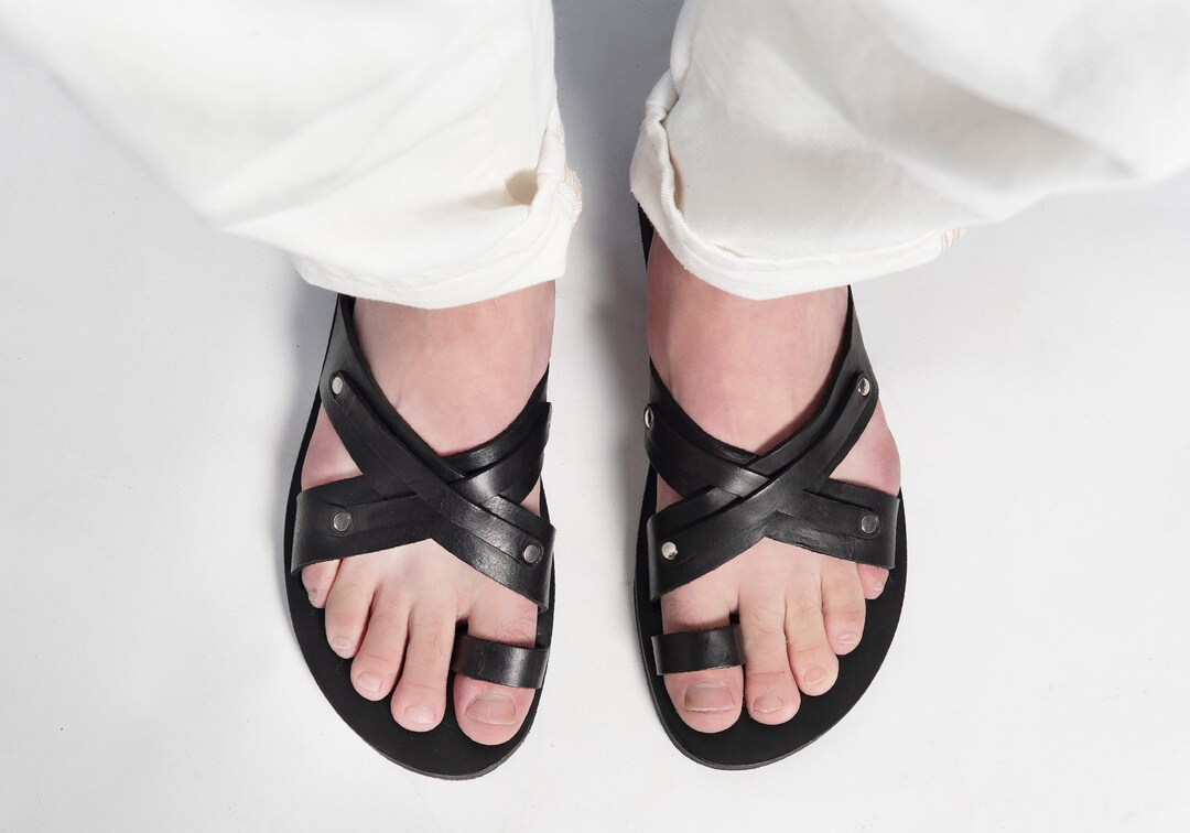 MENS LEATHER FLIP Flops Dark Brown Mens Sandals Handmade Leather