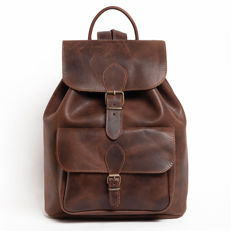 LEATHER BACKPACK ,brown leather bag, full grain leather, men women rucksack in 3 sizes/ 5 colors image 9