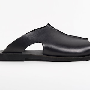 BROWN SLIDES MEN, genuine leather summer shoes men "Homeros" image 6