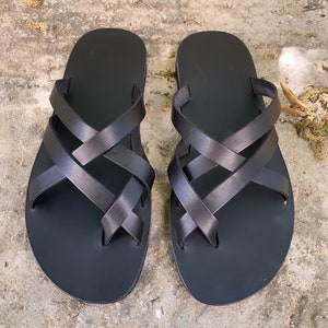 MENS LEATHER SANDALS, strappy summer shoes men Pyrros image 10