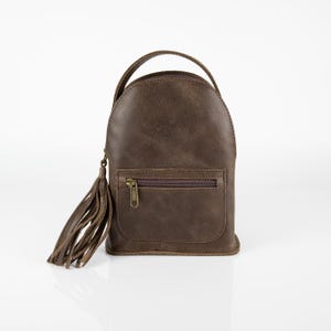 Mini sac à dos en cuir « Theros » Marron foncé