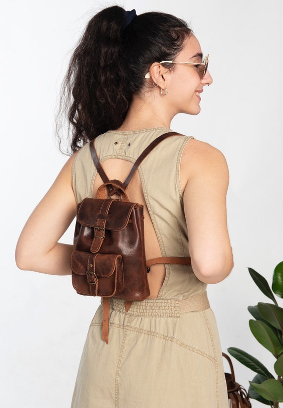 leather backpack mini