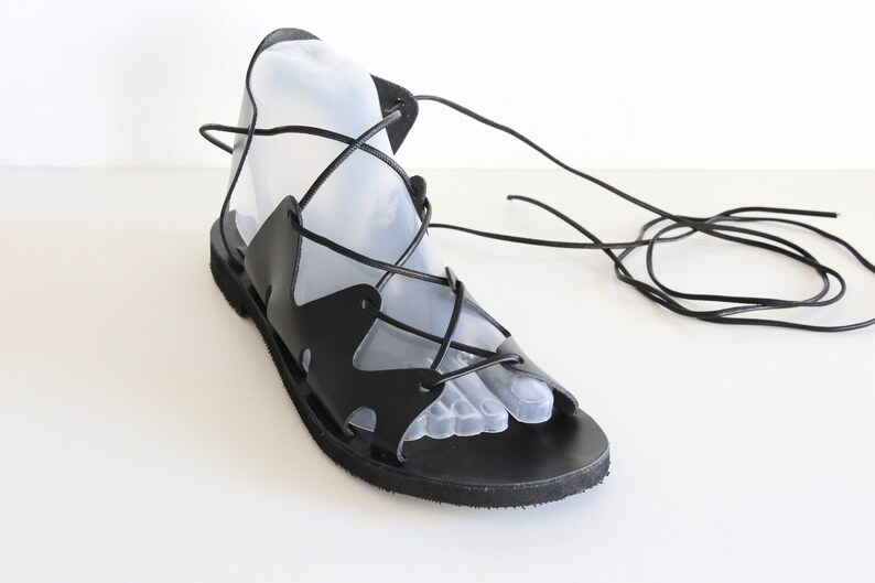 KYMA GLADIATOR SANDALS leather black sandals tie up sandals knee high