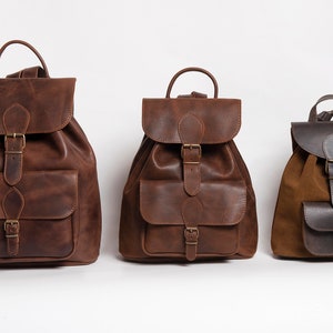 LEATHER BACKPACK ,brown leather bag, full grain leather, men women rucksack in 3 sizes/ 5 colors image 10