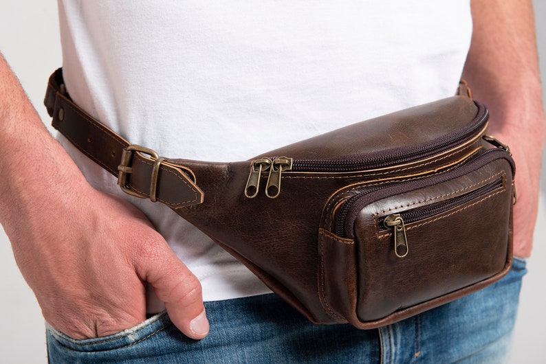 HIP BAG LEATHER, waist wallet bag, unisex hip wallet, leather fanny pack men, hip bag women zdjęcie 2