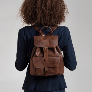 LEATHER BACKPACK ,brown leather bag, full grain leather, men women rucksack in 3 sizes/ 5 colors image 2