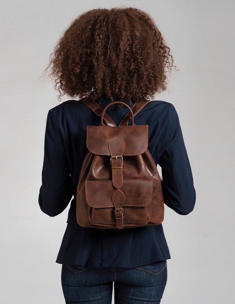 LEATHER BACKPACK ,brown leather bag, full grain leather, men women rucksack in 3 sizes/ 5 colors image 2