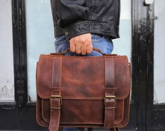 Winter Sales,LEATHER MESSENGER BAG, Handmade leather breifcase,  15" laptop bag, men and women leather bag,leather shoulder briefcase,