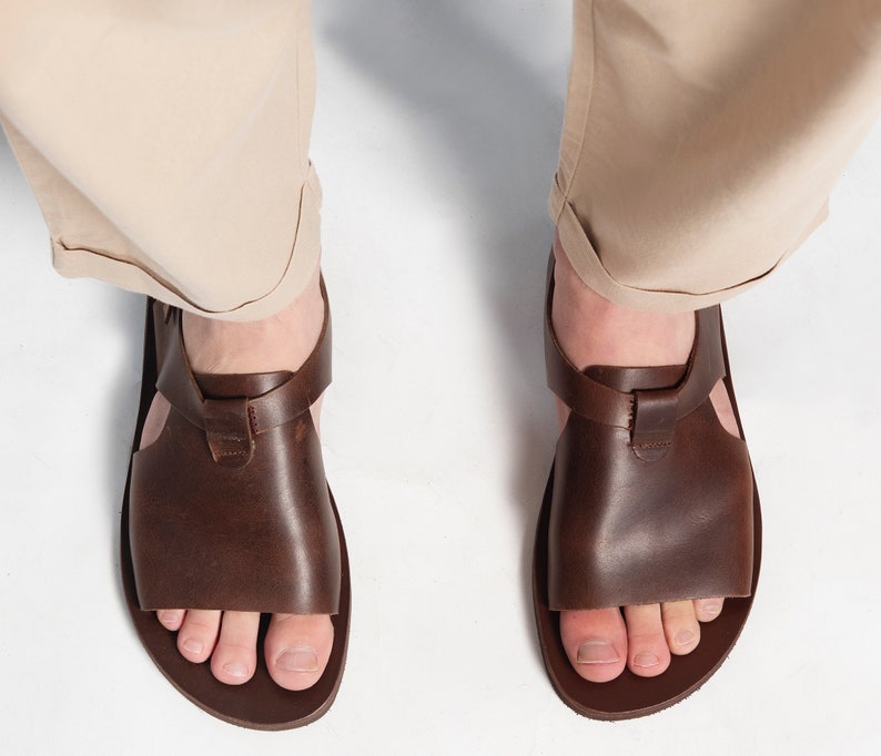 LEATHER SANDALS MEN Black Men Shoes Summer Genuine Leather - Etsy