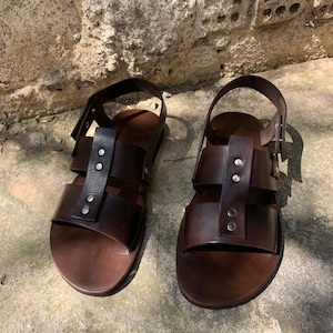 MENS LEATHER SANDALS slingback sandals summer shoes men "Atlas" image 9