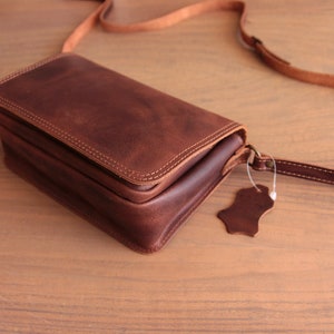 LEATHER PURSE SMALL Sofia cross body bag full grain leather with adjustable strap shoulder bag or crossbody bag image 1