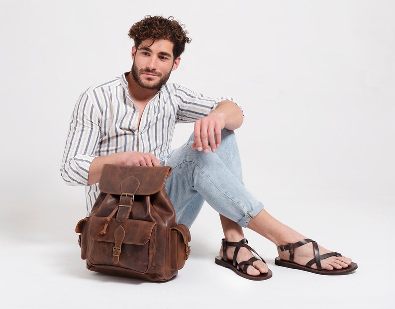 SANDALES EN CUIR POUR HOMMES, chaussures d'été à lanières pour hommes Zeus image 9