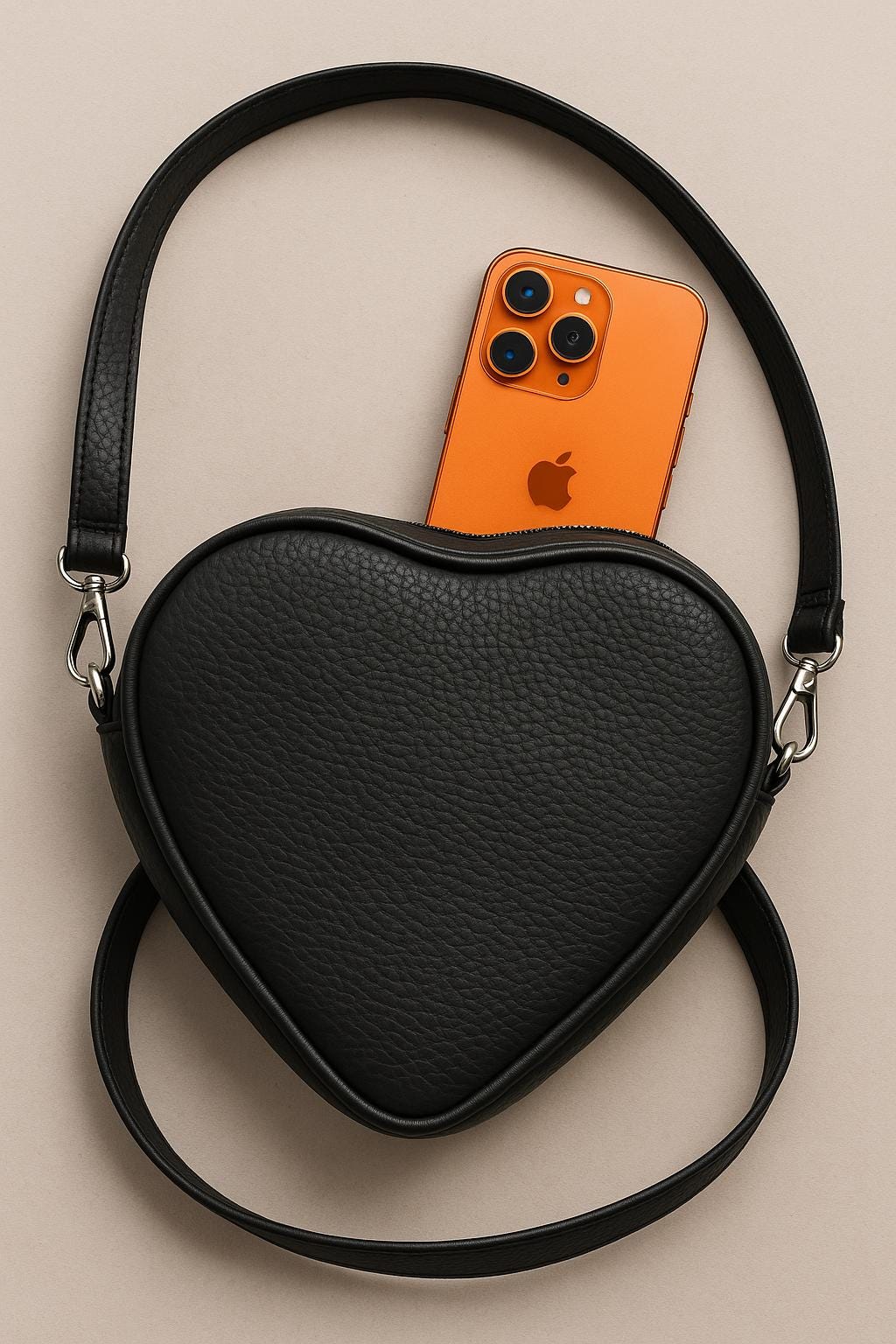 ハート型 iPhone 17 Pro Max クロスボディ ヴィーガンエコレザー