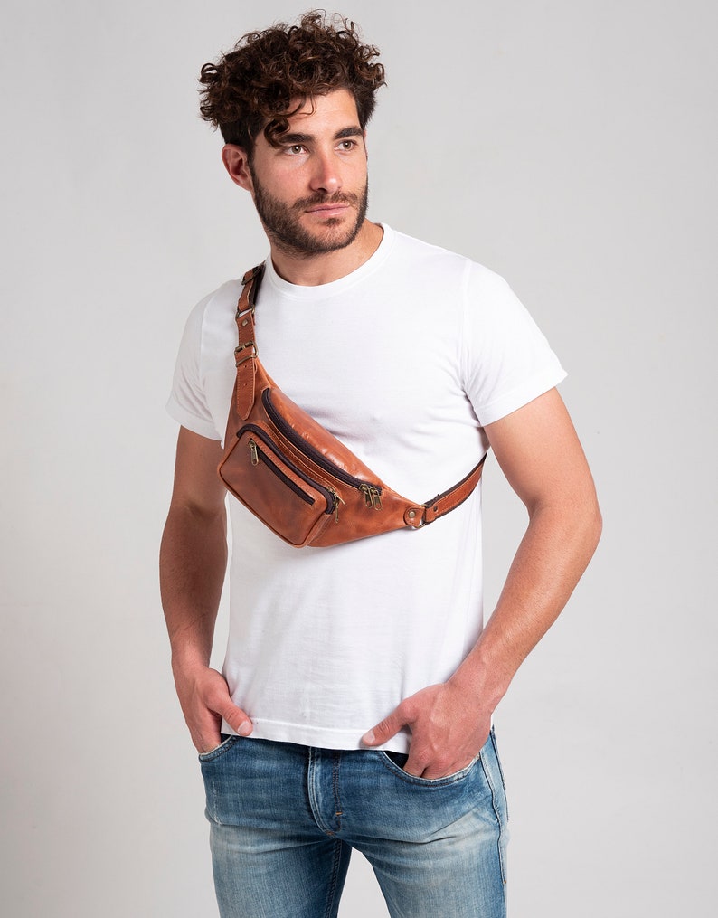 HIP BAG LEATHER, waist wallet bag, unisex hip wallet, leather fanny pack men, hip bag women zdjęcie 8