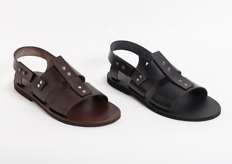 MENS LEATHER SANDALS slingback sandals summer shoes men "Atlas" image 5