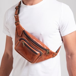 HIP BAG LEATHER, waist wallet bag, unisex hip wallet, leather fanny pack men, hip bag women zdjęcie 4