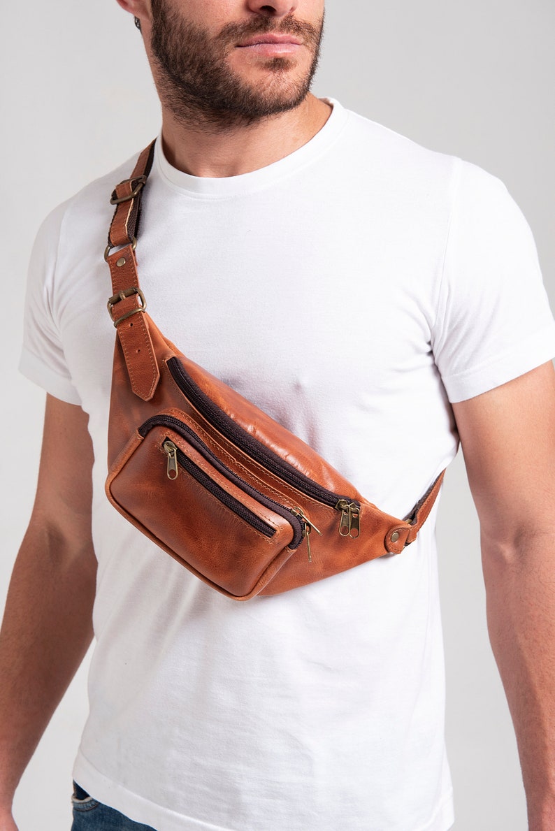 HIP BAG LEATHER, waist wallet bag, unisex hip wallet, leather fanny pack men, hip bag women zdjęcie 4