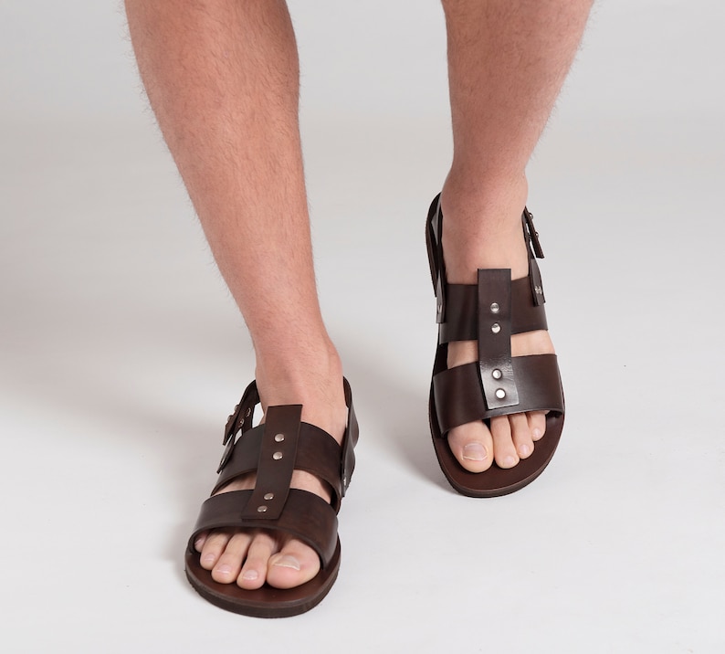 MENS LEATHER SANDALS slingback sandals summer shoes men "Atlas" image 1