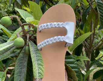 LEATHER SLIDES, leather slippers,beach sandals, summer sandals women "Themis"