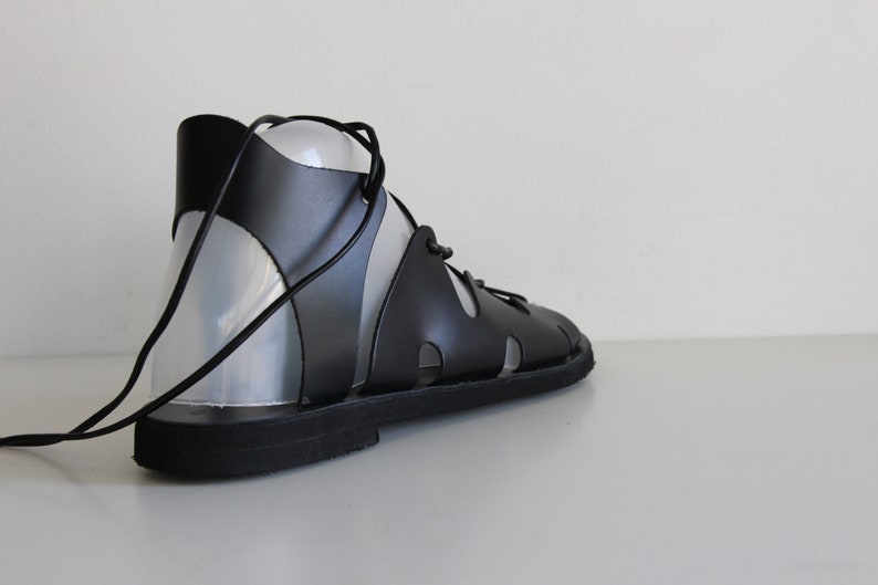 KYMA GLADIATOR SANDALS leather black sandals tie up sandals knee high