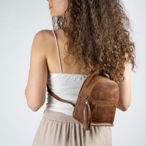 Mini-Lederrucksack "Theros" Tan